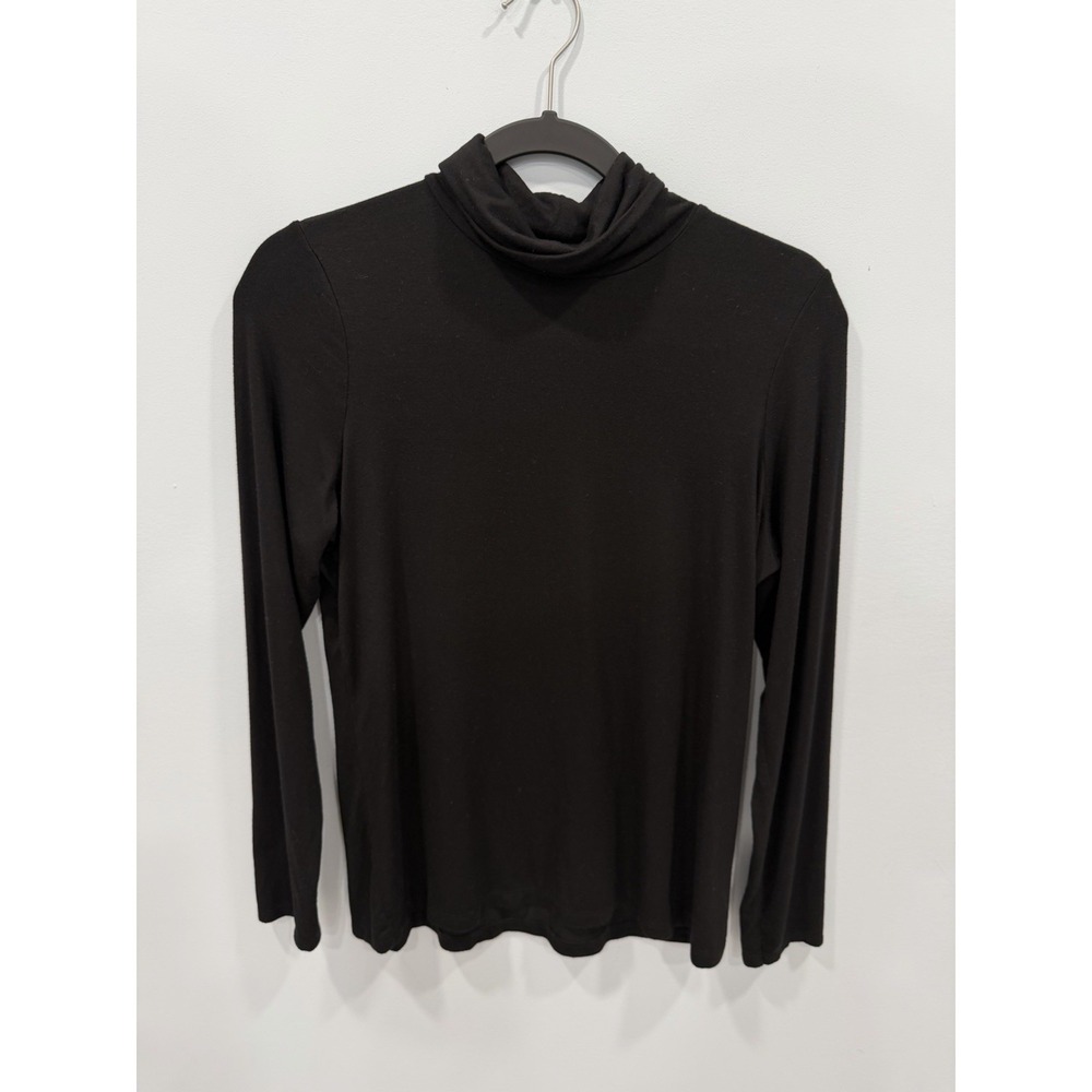 Tahari Black Turtleneck Women's Top Modal Stretch Long Sleeve Layering Tee M